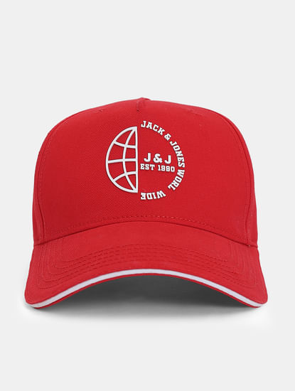 Red Logo Print Baseball Cap